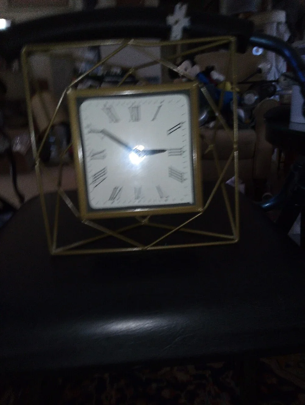 Geometric Gold Metal Frame Wall Clock with Roman Numerals